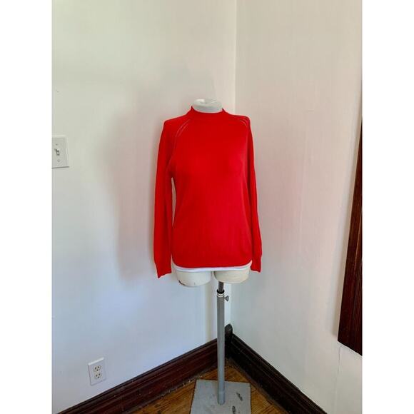 Vtg Exmoor Mock Turtleneck Red Sweater Pullover Union MAde USA Zip Knit Crewneck - Picture 12 of 13